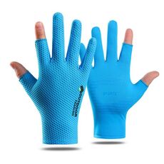 Protezione solare sottile da ciclismo Guanti a due dita traspiranti in rete traspirante con protezione solare (blu)