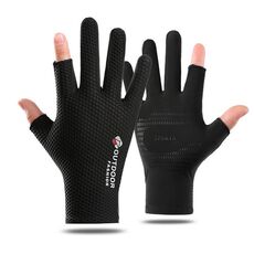 Protezione solare sottile da ciclismo Guanti a due dita in rete traspirante con protezione solare (nero)