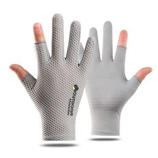 Protezione solare sottile da ciclismo Guanti a due dita in rete traspirante con protezione solare (grigio)
