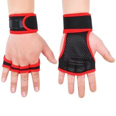 XL Sollevamento Pesi Manubri Barra Orizzontale Anti-bozzolo Guanti da Polso Antiscivolo Fitness a Quattro Dita (Rosso)