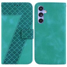 Custodia per telefono in pelle goffrata a forma di 7 per Samsung Galaxy S23 FE 5G (verde)