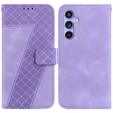 Custodia per telefono in pelle goffrata a forma di 7 per Samsung Galaxy S23 FE 5G (viola)