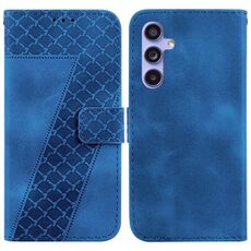 Per Samsung Galaxy S23 FE 5G Custodia in pelle goffrata a forma di 7 (blu)