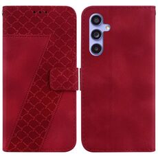 Custodia per telefono in pelle goffrata a forma di 7 per Samsung Galaxy S23 FE 5G (rossa)