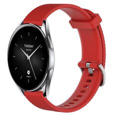 Per Xiaomi Watch S2 42mm 22mm Cinturino in silicone testurizzato con diamanti (rosso)