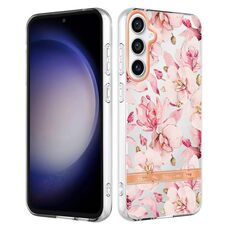 Per Samsung Galaxy S23 FE 5G Custodia per cellulare in TPU serie fiori e piante IMD (Rosa Gardenia)