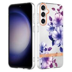 Per Samsung Galaxy S23 FE 5G Custodia per cellulare in TPU serie fiori e piante IMD (begonia viola)