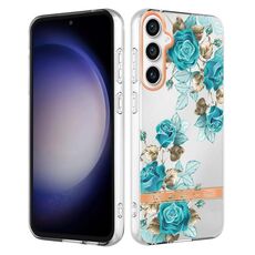 Per Samsung Galaxy S23 FE 5G Custodia per cellulare in TPU serie fiori e piante IMD (rosa blu)