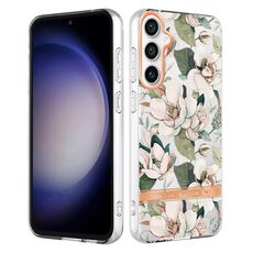 Per Samsung Galaxy S23 FE 5G Custodia per cellulare in TPU serie fiori e piante IMD (verde Gardenia)