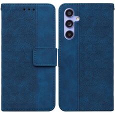 Custodia per telefono in pelle goffrata geometrica per Samsung Galaxy S23 FE 5G (blu)