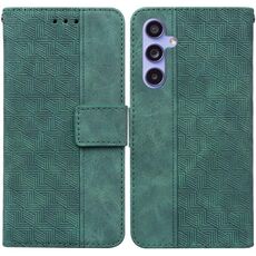 Custodia per telefono in pelle goffrata geometrica per Samsung Galaxy S23 FE 5G (verde)