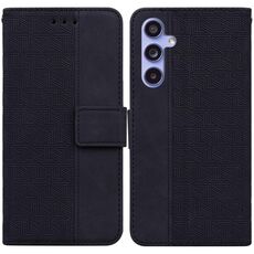 Custodia per telefono in pelle goffrata geometrica per Samsung Galaxy S23 FE 5G (nera)