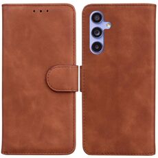 Per Samsung Galaxy S23 FE 5G Skin Feel Custodia per telefono in pelle a conchiglia di colore puro (marrone)