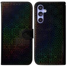Custodia per telefono in pelle con fibbia magnetica colorata per Samsung Galaxy S23 FE 5G (nera)
