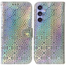 Per Samsung Galaxy S23 FE 5G Custodia per telefono in pelle con fibbia magnetica colorata (argento)
