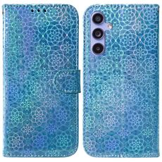 Custodia per telefono in pelle con fibbia magnetica colorata per Samsung Galaxy S23 FE 5G (blu)