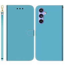 Per Samsung Galaxy S23 FE 5G Custodia in pelle con superficie a specchio imitata (blu)