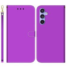 Per Samsung Galaxy S23 FE 5G Custodia in pelle con superficie a specchio imitata (viola)