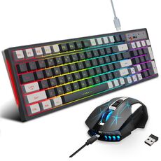 Set tastiera e mouse HXSJ L98 2.4G Wireless RGB 104 tasti + mouse 1600 DPI (nero)