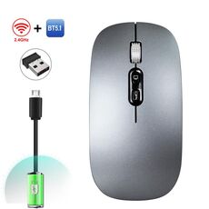 HXSJ M103 1600 DPI Dual Mode 2,4 GHz + Bluetooth 5.1 Mouse ricaricabile wireless (grigio)
