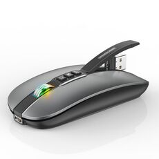 HXSJ M113 2400 DPI Dual Mode 2,4 GHz + Bluetooth 5.1 Mouse wireless (grigio metallizzato)