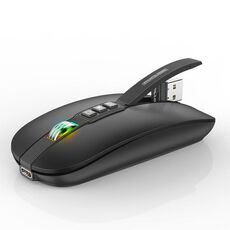 HXSJ M113 2400 DPI Dual Mode 2,4 GHz + Bluetooth 5.1 Mouse wireless (nero opaco)