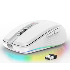 HXSJ M303 2400 DPI Dual Mode 2,4 GHz + Bluetooth 5.1 Mouse wireless (bianco)