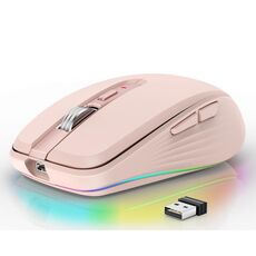 HXSJ M303 2400 DPI Dual Mode 2,4 GHz + Bluetooth 5.1 Mouse wireless (rosa)