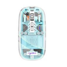 HXSJ T900 Mouse da gioco wireless a tre modalità con magnete trasparente (blu)
