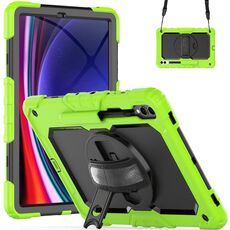 Per Samsung Galaxy Tab S9+ / S8+ Custodia in silicone + tablet PC (giallo verde + nero)