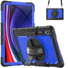 Per Samsung Galaxy Tab S9 Ultra / S8 Ultra Silicone + custodia per tablet PC (nero + blu scuro)