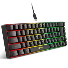 HXSJ V200 Tastiera meccanica retroilluminata RGB cablata 68 copritasti, lunghezza cavo: 1,7 m (nero)