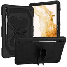 Per Samsung Galaxy Tab S9+ Butterfly Kickstand Custodia per tablet robusta e resistente (nera)