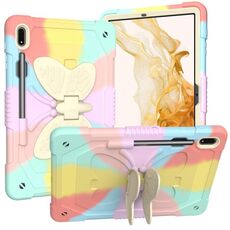 Per Samsung Galaxy Tab S9+ Butterfly Kickstand Custodia per tablet robusta e resistente (colorato oro rosa)