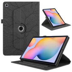 Per Samsung Galaxy Tab S6 Lite P610 Custodia Smart Tablet in pelle con rotazione in rilievo Tree Life (nero)