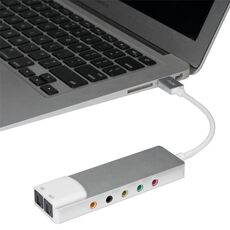 HY-601 Scheda audio multifunzione USB 6 in 1 USB + Audio 3.5 + 7.1CH / OPTICAL (Argento)