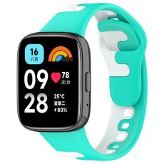 Per Redmi Watch 3 cinturino in silicone bicolore con cucitura attiva (ciano bianco)