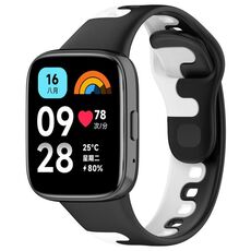 Per Redmi Watch 3 cinturino in silicone bicolore con cucitura attiva (nero bianco)