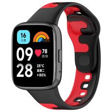 Per Redmi Watch 3 cinturino in silicone bicolore con cucitura attiva (nero rosso)