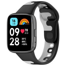 Per Redmi Watch 3 cinturino in silicone bicolore con cuciture attive (grigio nero)
