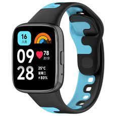 Per Redmi Watch 3 cinturino in silicone bicolore con cucitura attiva (nero blu)