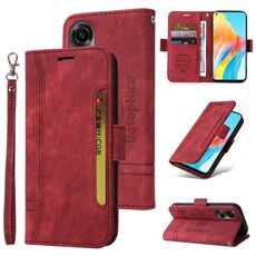 Per OPPO A78 4G BETOPNICE Custodia per telefono in pelle con fibbia a doppio lato (rosso)