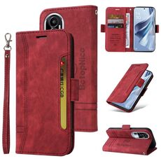 Per OPPO Reno10 5G Global/Reno10 Pro 5G Global BETOPNICE Custodia per telefono in pelle con fibbia a doppio lato (rosso)