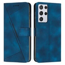 Custodia in pelle per Samsung Galaxy S21 Ultra 5G Dream Triangle con cordino (blu)