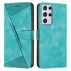 Custodia in pelle per Samsung Galaxy S21 Ultra 5G Dream Triangle con cordino (verde)