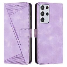 Custodia in pelle per Samsung Galaxy S21 Ultra 5G Dream Triangle con cordino (viola)