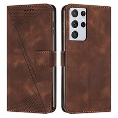 Custodia in pelle per Samsung Galaxy S21 Ultra 5G Dream Triangle con cordino (marrone)