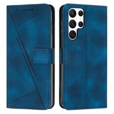 Custodia in pelle per Samsung Galaxy S22 Ultra 5G Dream Triangle con cordino (blu)