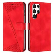 Custodia in pelle per Samsung Galaxy S22 Ultra 5G Dream Triangle con cordino (rosso)