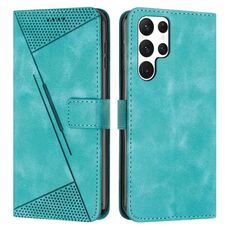 Custodia in pelle per Samsung Galaxy S22 Ultra 5G Dream Triangle con cordino (verde)